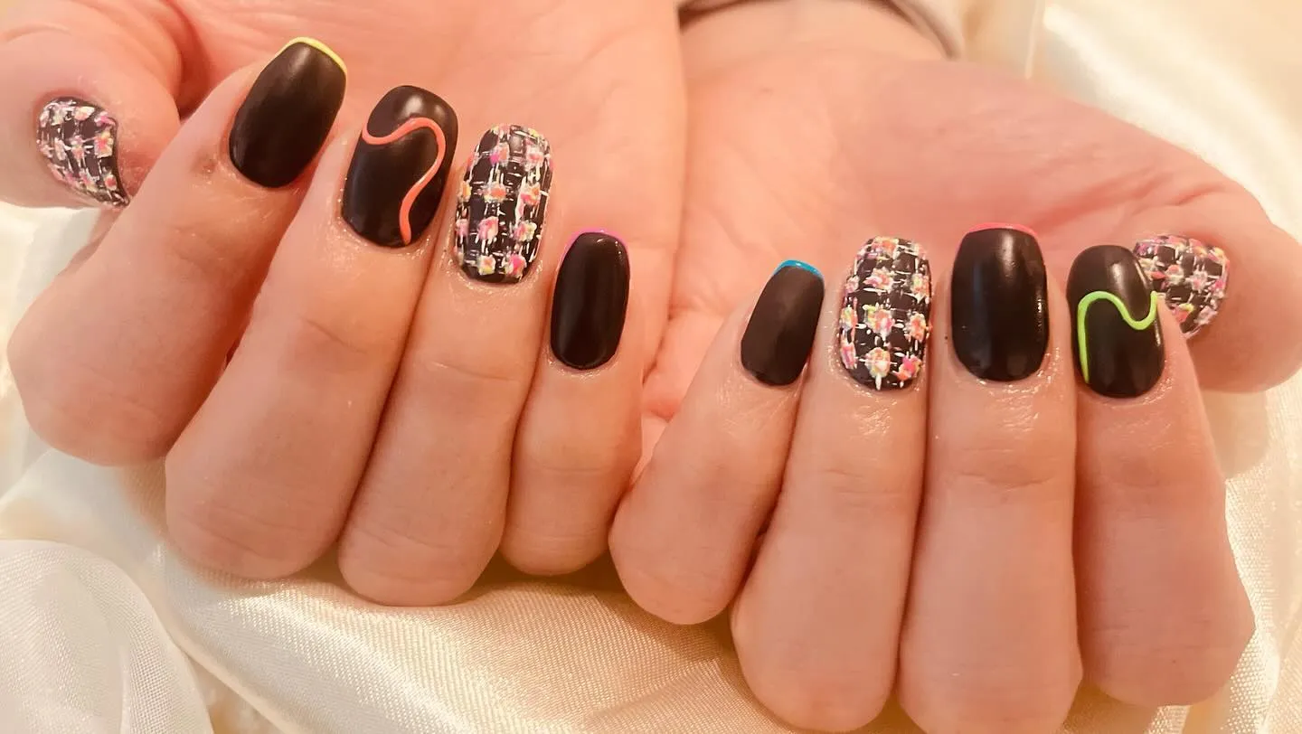 マルチカラーツィードネイル💅★*